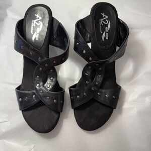 A2 By Aerosoles Black Strappy Sandals